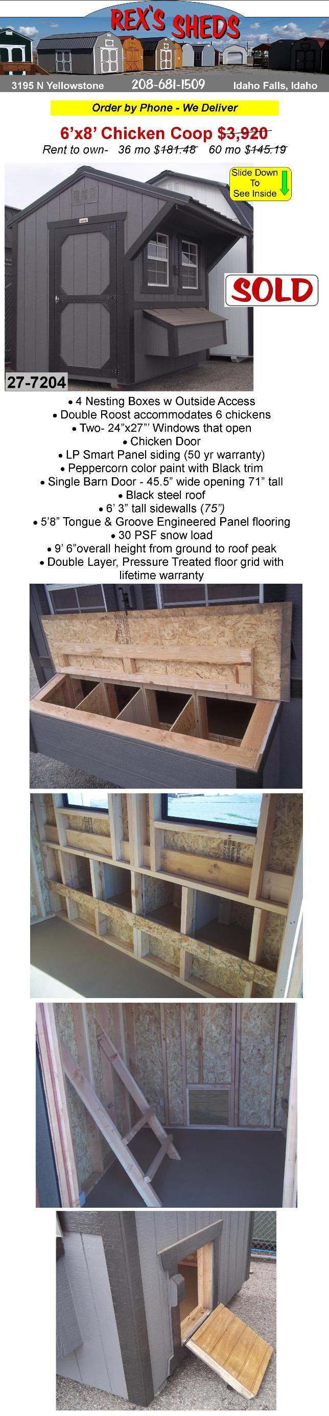 chicken_coop_with_4_nesting_boxes_2_windows_double_roost_barn_door_and_chicken_door_peppercorn_color_paint_black_trim_black_steel_roof