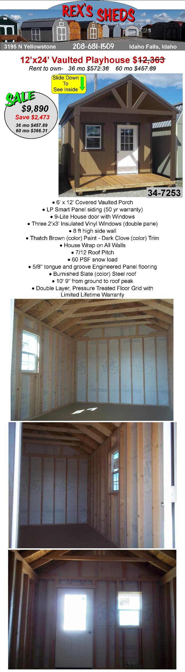 cabin_shed_with_vaulted_porch_has_3_windows_a_house_door_with_windows_and_house_wrap_thatch_brown_paint_dark_clove_trim_burnished_slate_steel_roof