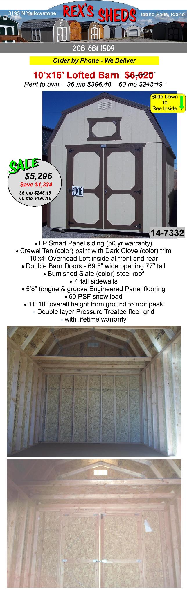 barn_style_shed_with_crewel_tan_color_paint_dark_clove_color_trim_double_barn_doors_an_overhead_loft_at_front_and_rear_burnished_slatel_color_steel_roof