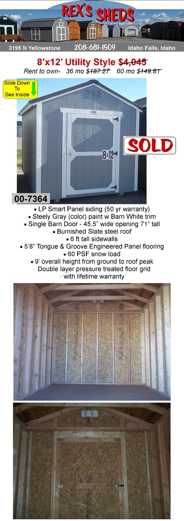 utility_style_shed_with_single_barn_door_steely_gray_color_paint_barn_white_trim_burnished_slate_color_steel_roof