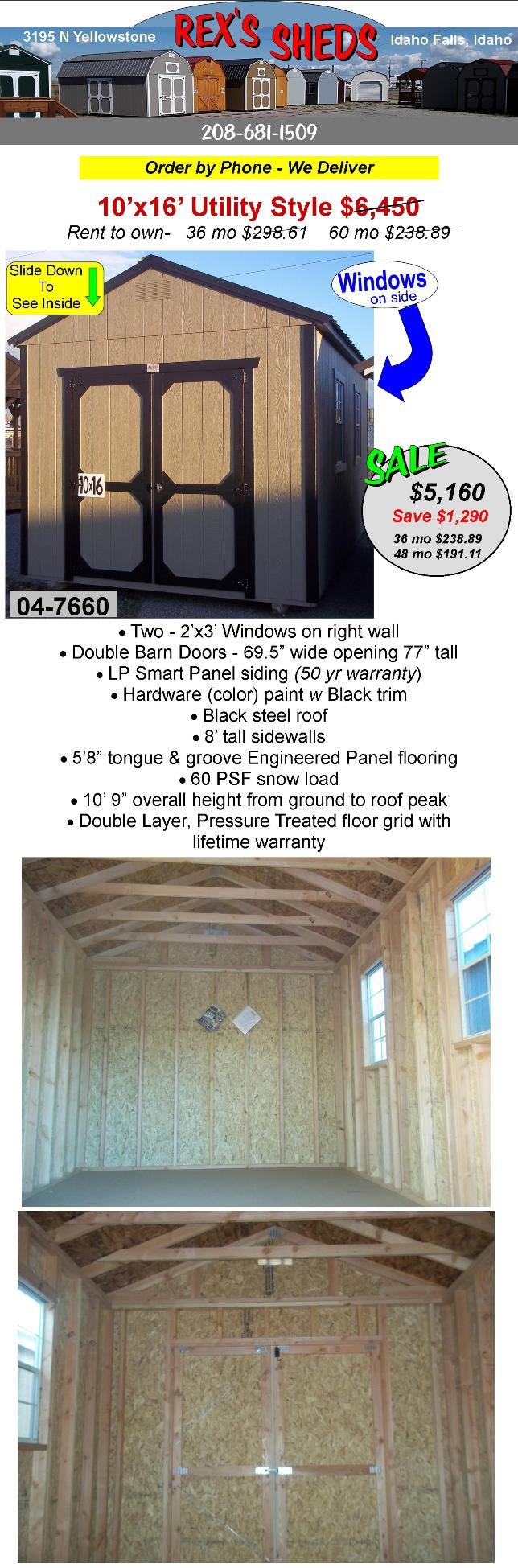 10x16_utility_style_shed_with_double_barn_doors_hardware_color_paint_with_black_trim_black_steel_roof