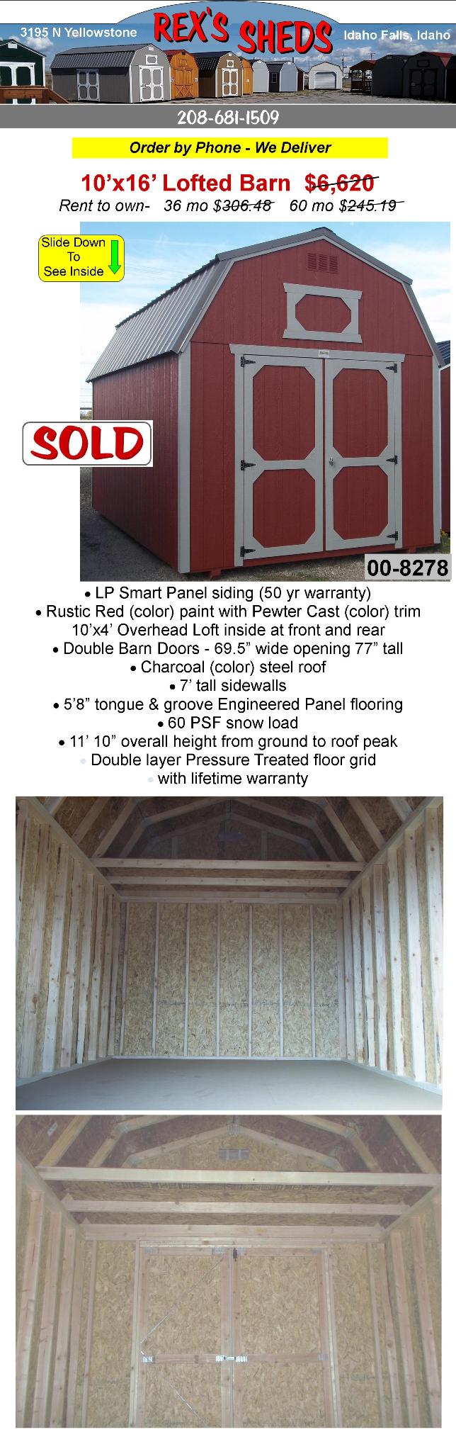 barn_style_shed_with_rustic_red_color_paint_pewter_cast_color_trim_double_barn_doors_an_overhead_loft_at_front_and_rear_charcoal_color_steel_roof