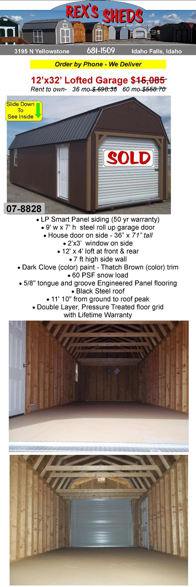 large_barn_shed_with_roll_up_garage_door_house_door_a_window_overhead_loft_at_front_and_rear_dark_clove_color_paint_thatch_brown_color_trim_black_steel_roof