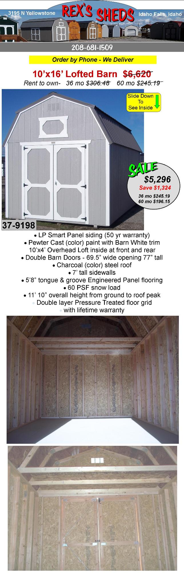 barn_style_shed_with_pewter_cast_color_paint_barn_white_trim_double_barn_doors_an_overhead_loft_at_front_and_rear_charcoal_color_steel_roof