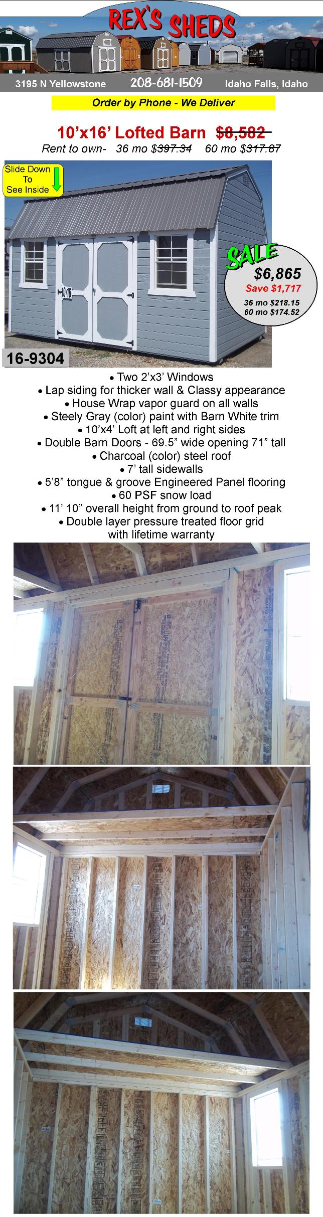 shed_with_barn_roof_2_windows_and_an_overhead_loft_at_left_and_right_sides_lap_siding-painted_steely_gray_color_with_barn_white_trim_double_barn_doors_and_steel_roof