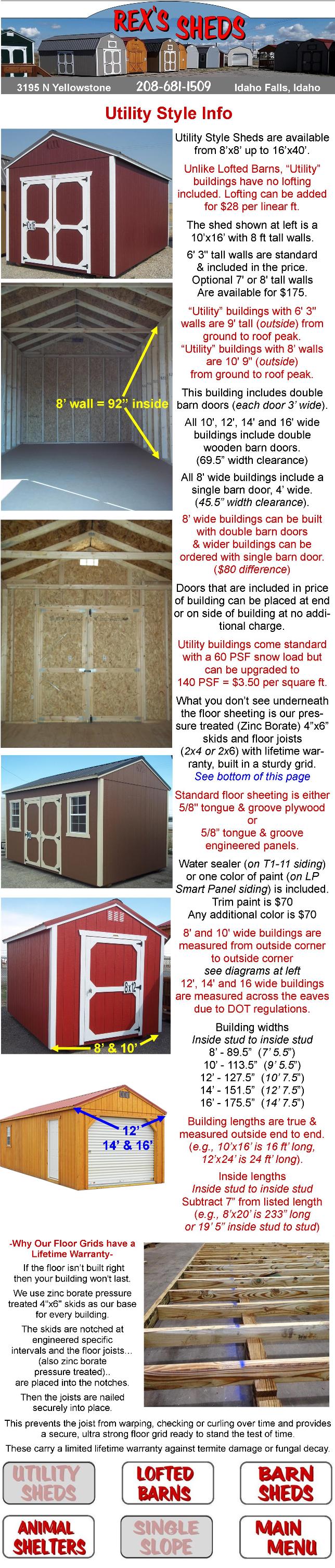 info_on_utility_style_storage_sheds_including_construction_style_snow_load_capacity_measurements_siding_doors_more